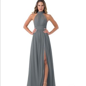 AZAZIE Iman Bridesmaid Dress in Steel Grey, Size 2
